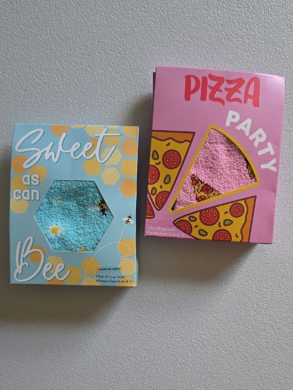 Sweet as Can Bee Blue Socks & Pizza Party Pink Socks - 2 Pack